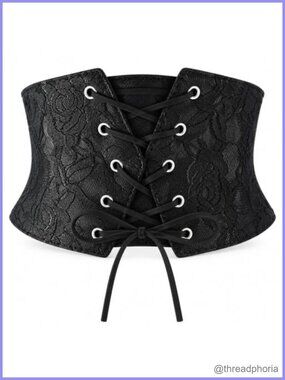 Wide Waist Lace-Up Corset Belt Polyester Renaissance Cosplay Cinch Belt